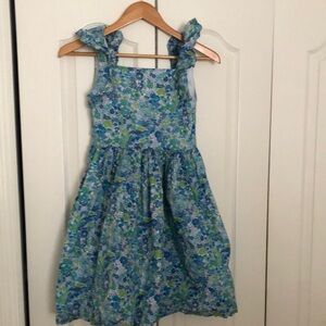 Blue and Green Liberty of London Sundress with Flutter Sleeves by Jacadi Paris